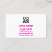 CHANNEL NAME YOUTUBER LOGO QR CODE PINK WHITE VISITEKAARTJE (Achterkant)