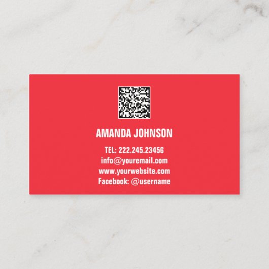 CHANNEL NAME YOUTUBER LOGO QR CODE RED WHITE VISITEKAARTJE (Achterkant)