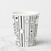 Chanoeka Blk N White Dreidels N Sterren 8 oz. Papieren Bekers (Achterkant)