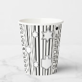 Chanoeka Blk N White Dreidels N Sterren 8 oz. Papieren Bekers (Links)