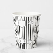 Chanoeka Blk N White Dreidels N Sterren 8 oz. Papieren Bekers (Rechts)