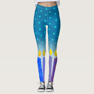 Chanoeka Boho kaarsen Turquoise Star of David Blau Leggings