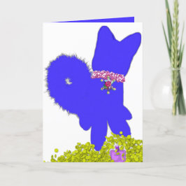 Chanoeka dreidel gelt en blauwe hond vakantie kaar feestdagen kaart