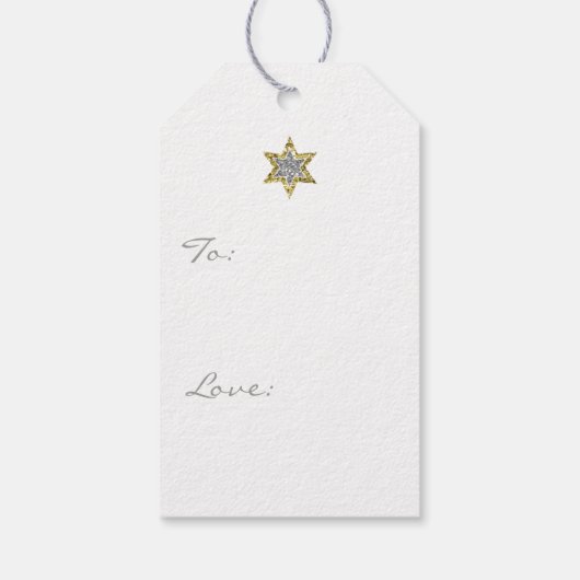 Chanoeka Gift Labels Elegante Menorah's Cadeaulabel (Achterkant)