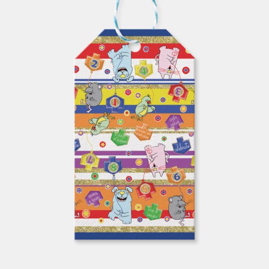 Chanoeka Gift Labels Muis en Vrienden Cadeaulabel (Voorkant)