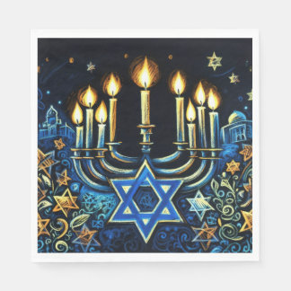 Chanoeka Gift Menorah Pastel Tekening Servet