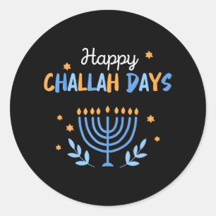 Chanoeka Happy Challah Dagen Grappige Joodse Match Ronde Sticker