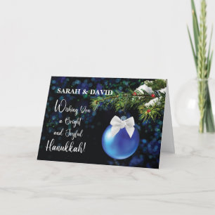 Chanoeka Helder en vreugdevol blauw Ornament op Bo Kaart