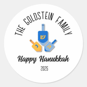 Chanoeka Joodse Chanoeka Gepersonaliseerde familie Ronde Sticker