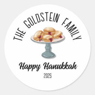 Chanoeka Joodse Chanoeka Gepersonaliseerde familie Ronde Sticker