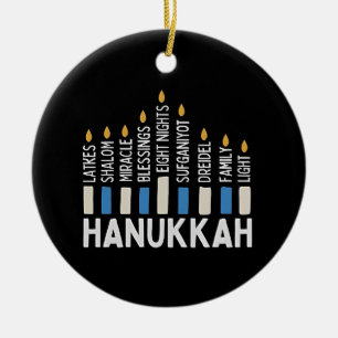 Chanoeka Joodse feestdag Menorah Jood Keramisch Ornament