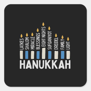Chanoeka Joodse feestdag Menorah Jood Vierkante Sticker