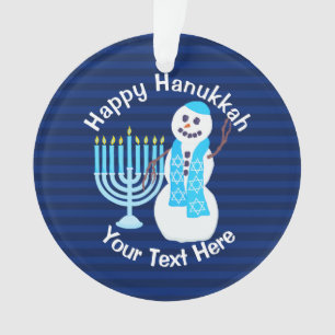 Chanoeka Joodse sneeuwman Blue Menorah Chrismukkah Ornament