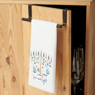 Chanoeka Liefde & Licht Bloemen Menorah Theedoek