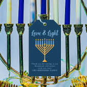 Chanoeka Liefde & Licht Custom Menorah Blauw Feest Cadeaulabel