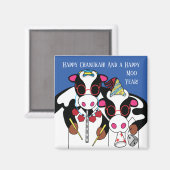 Chanoeka Magneet Vierkant Gelukkig Moo Jaar! (Voorkant / Achterkant)