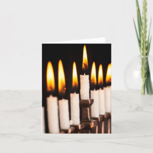 Chanoeka Menorah Brandende Witte Kaarsen Chanoeka Feestdagen Kaart