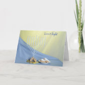 Chanoeka Munten Dreidel Doughnut Witte Menorah Feestdagen Kaart (Voorkant)