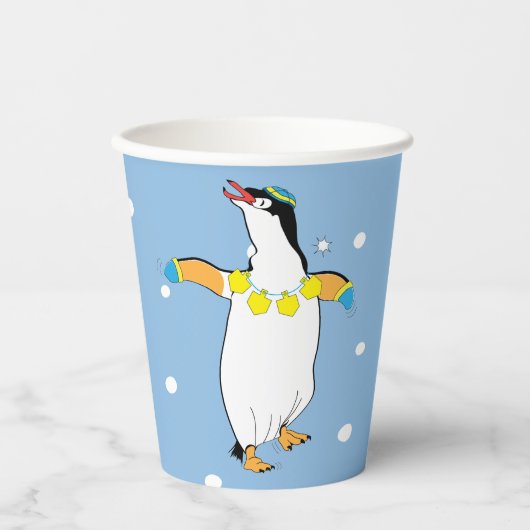 Chanoeka Penguin 8 oz. Papieren Bekers (Voorkant)