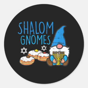 Chanoeka Shalom Gnomes Grappige Chanoeka Joods Ronde Sticker