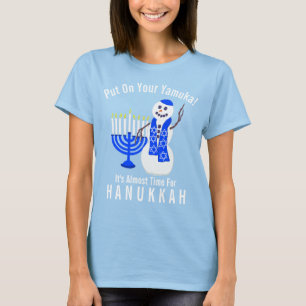 Chanoeka Snowman Schattige Zet je Yamuka Funny op T-shirt
