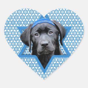 Chanoeka ster van David - Black Labrador Hart Sticker