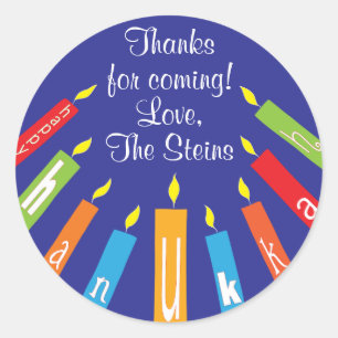 Chanoeka Stickers (1 1/2" of 3") Kleurrijke kaarse