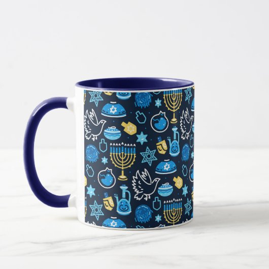 Chanoeka symboliseert blauw patroon mok (Links)