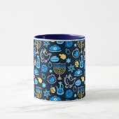 Chanoeka symboliseert blauw patroon mok (Midden)