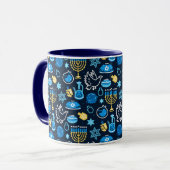 Chanoeka symboliseert blauw patroon mok (Voorkant links)