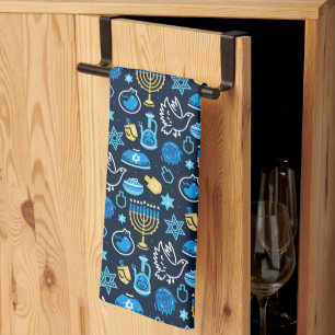 Chanoeka symboliseert blauw patroon theedoek