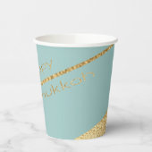 Chanoeka Turquoise en goud 8 oz. Papieren Bekers (Links)