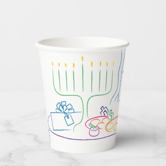 Chanoeka Vakantie diner 8 oz. Papieren Bekers (Voorkant)