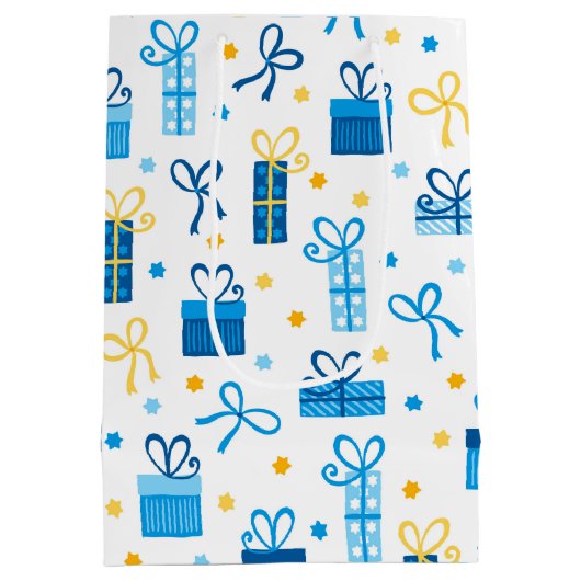 Chanoekaas Cadeaus Gifts w/Bows White Medium Cadeauzakje (Achterkant)