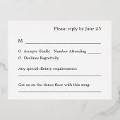 Chanson Choice Marine Bleu Classic Foil Carte RSVP (Verso)