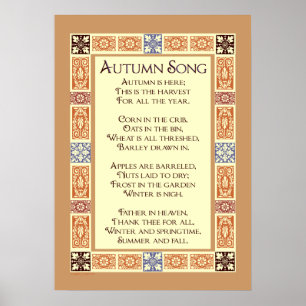 Chanson d'automne affiche de poème de récolte de T