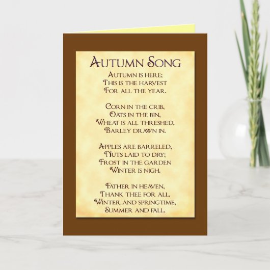 Chanson d'automne Thanksgiving Poem Cartes de voeu (Devant)
