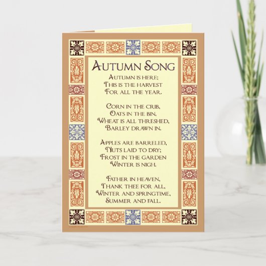 Chanson d'automne Thanksgiving Poem Cartes de voeu (Devant)