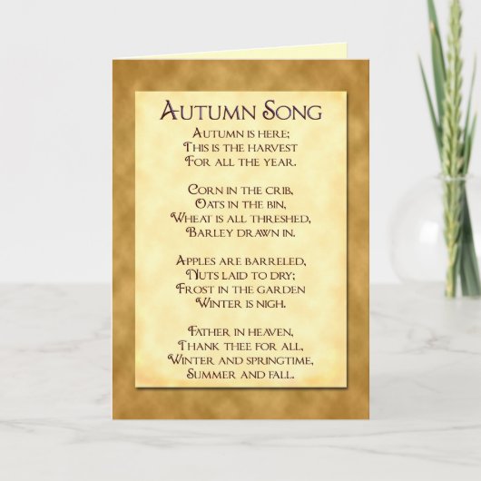 Chanson d'automne Thanksgiving Poem Invitation Car (Devant)