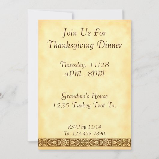 Chanson d'automne Thanksgiving Poem Invitations pe (Dos)