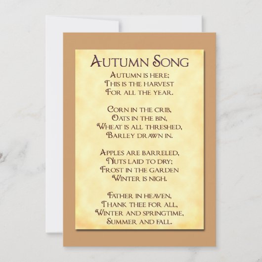 Chanson d'automne Thanksgiving Poem Invitations pe (Devant)