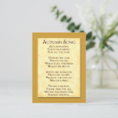 Chanson d'automne Thanksgiving Poster Carte postal (Debout devant)