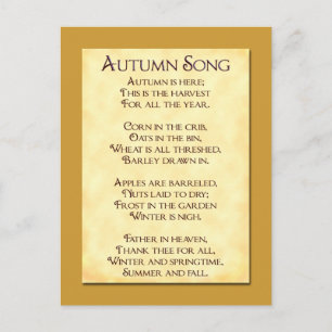 Chanson d'automne Thanksgiving Poster Carte postal