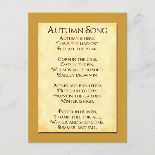 Chanson d'automne Thanksgiving Poster Carte postal (Devant)
