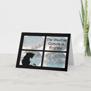 Chanson de Noël Chat dans Fenêtre Froide Carte de 