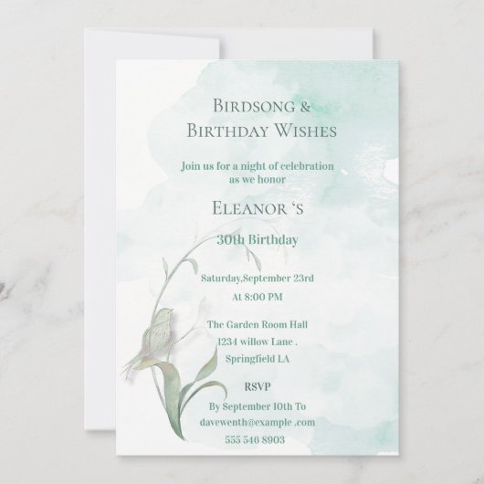 Chansons d'oiseaux et vœux de bonheur Invitation  (Devant)