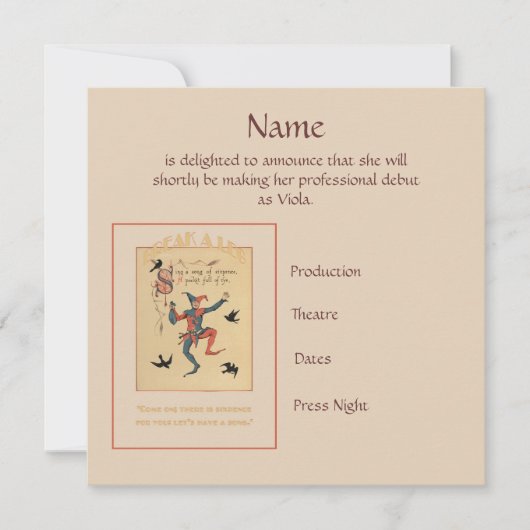 Chante une chanson de Sixpence Faire-part (Devant)