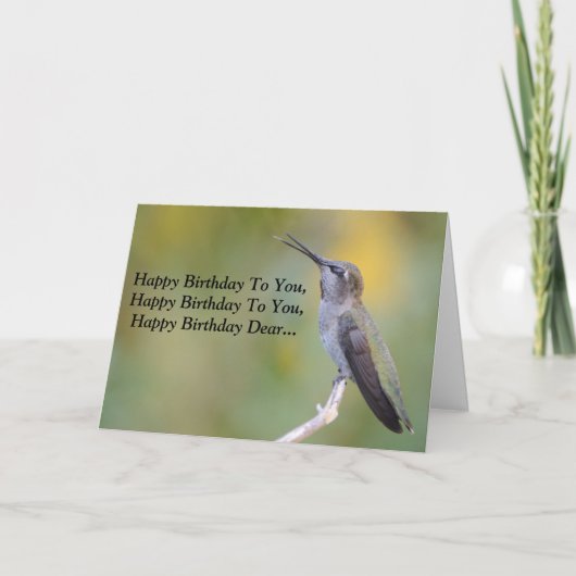 Chanter Bonne Carte de Colibri Anniversaire (Devant)