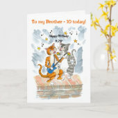 Chanter des chats 10e carte d'anniversaire amusant (Fleur jaune)