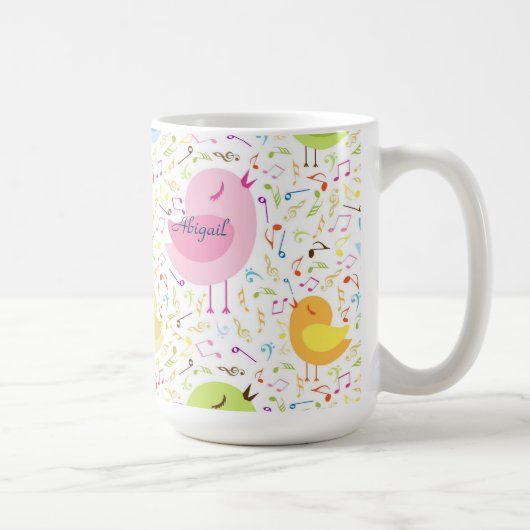 Chanter des oiseaux avec des notes musicales Mug p (Droite)